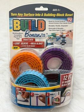 Peel & Stick Building-Block Base Tape — Orange, Purple, Blue, Black